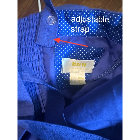 Maeve Anthropologie Blue Seersucker Rosemary Dress with Adjustable Straps Size 8 - Picture 3 of 4